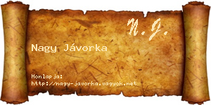 Nagy Jávorka névjegykártya